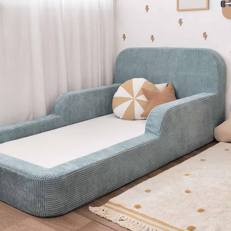 Foam Bed for Children, Low Montessori Bed, Light Blue