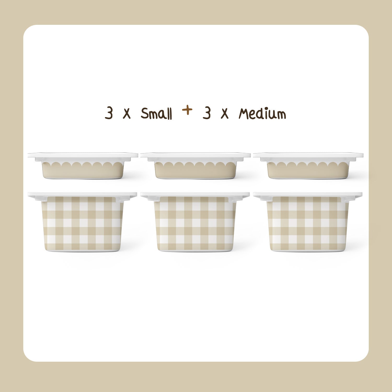 Stickers for checkered and curled storage boxes