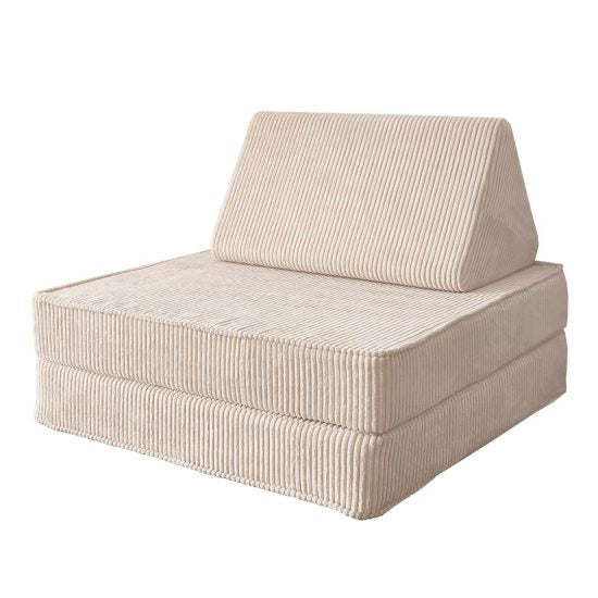 Kids modular convertible sofa in beige corduroy with removable washable cover – Ponponi