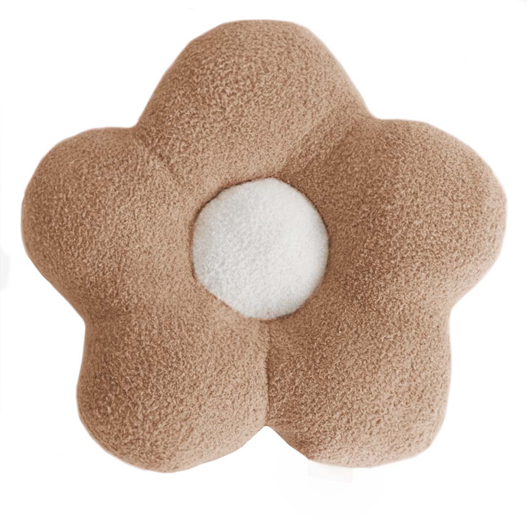 Decorative cushion for children, brown daisy