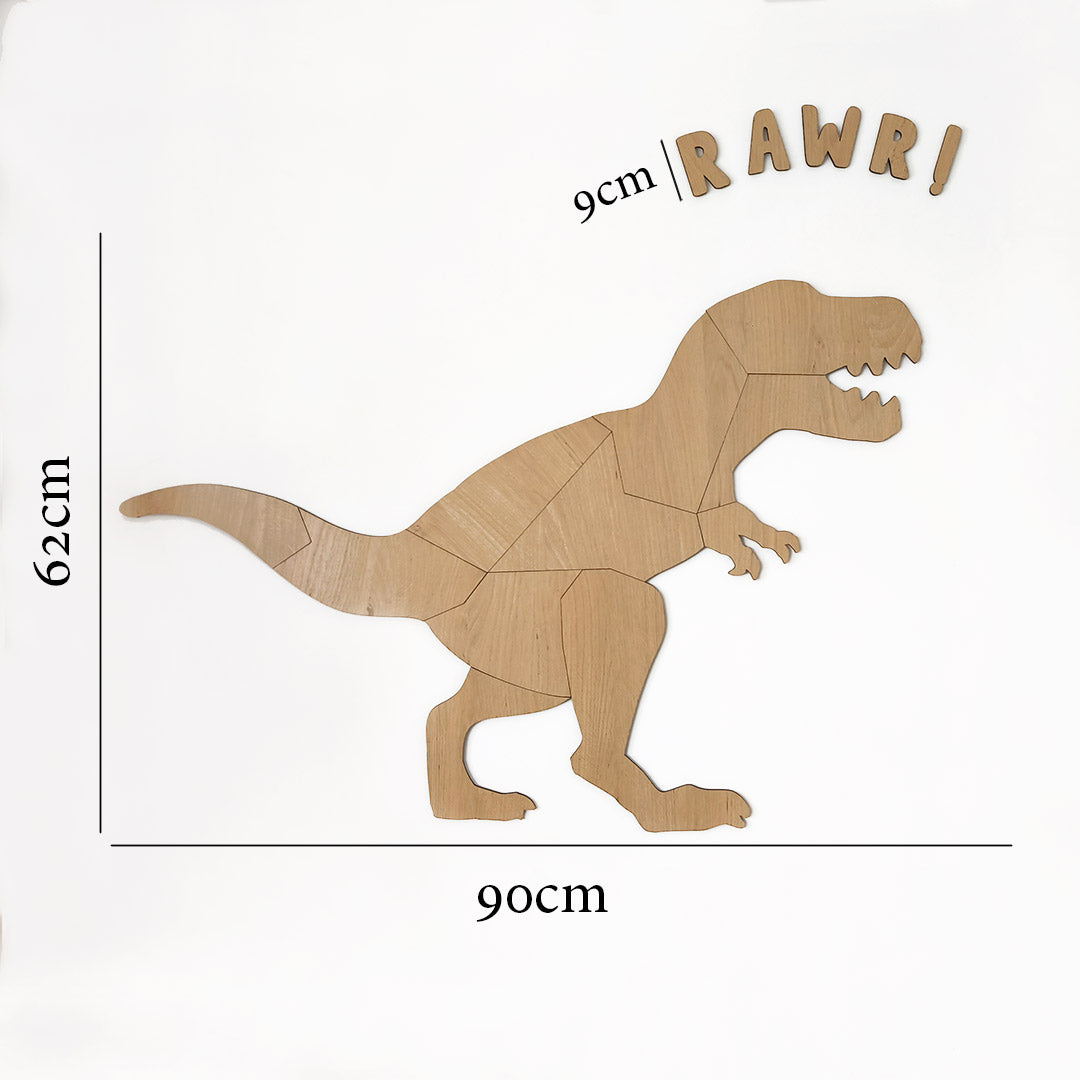 Large Wooden Rex Dinosaur Wall Decor