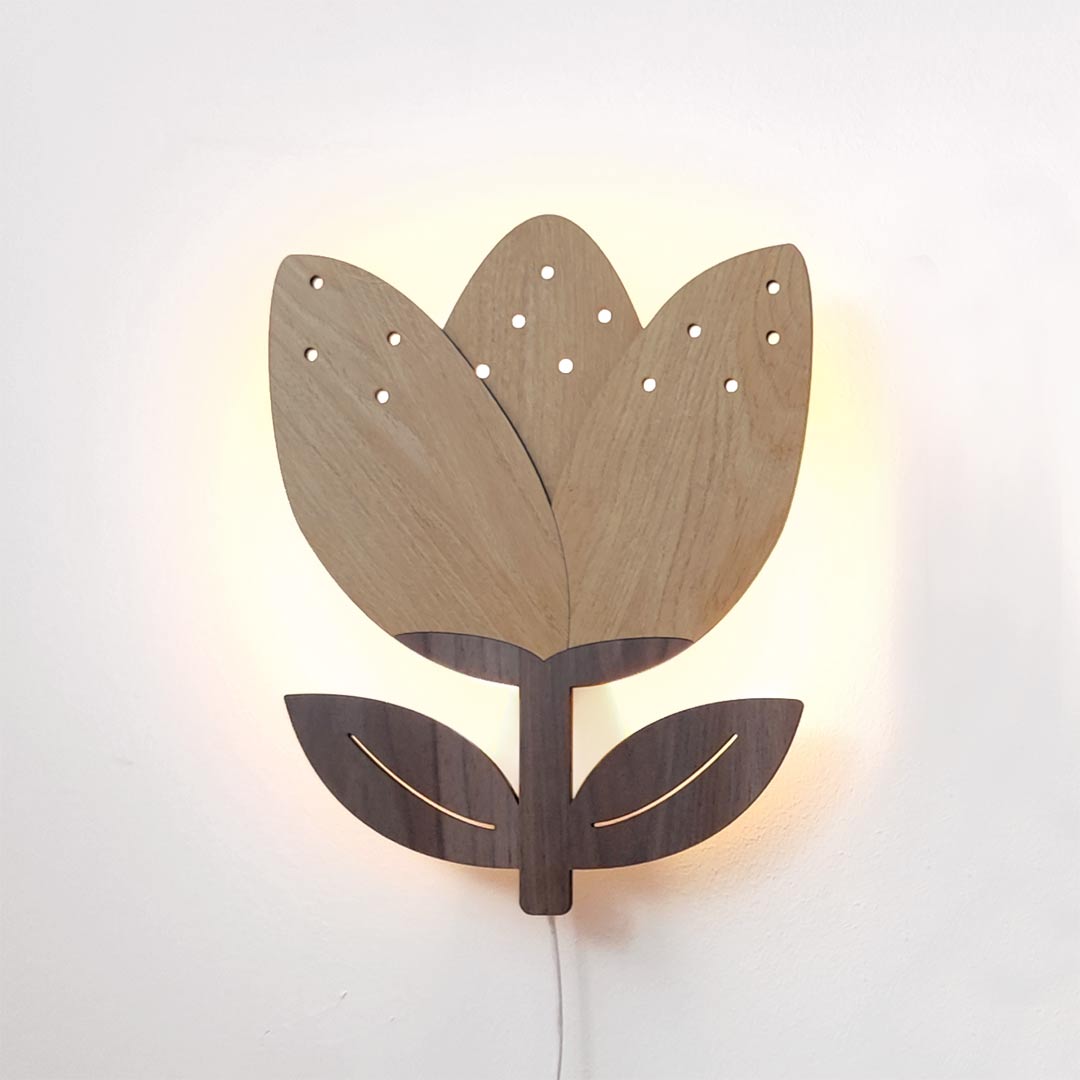 Wooden tulip flower night lamp