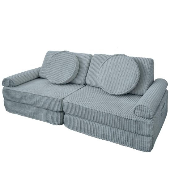 Complete kids modular sofa GRANDE 160cm in light blue with removable washable cover – Ponponi