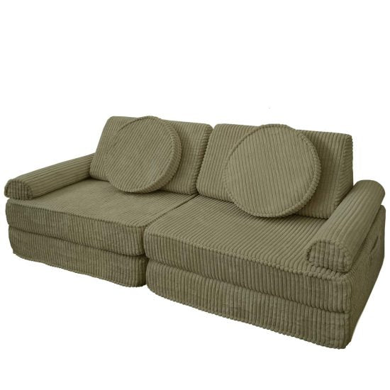 Complete kids modular sofa GRANDE 160cm in olive green with removable washable cover – Ponponi