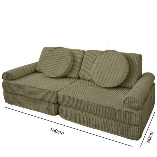 Children's Sofa Set: Olive Green Modular Sofa – 160 cm Wide – GRANDE
