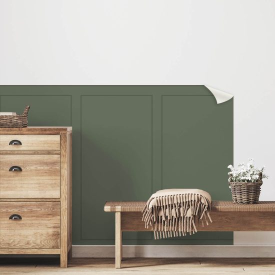Green half-wall panel-style adhesive wallpaper