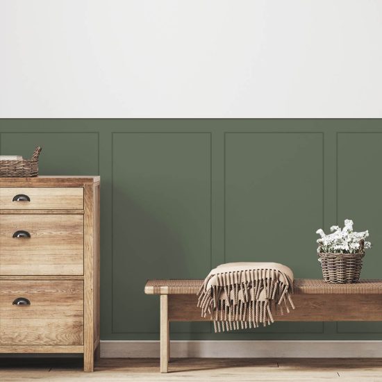 Green half-wall panel-style adhesive wallpaper