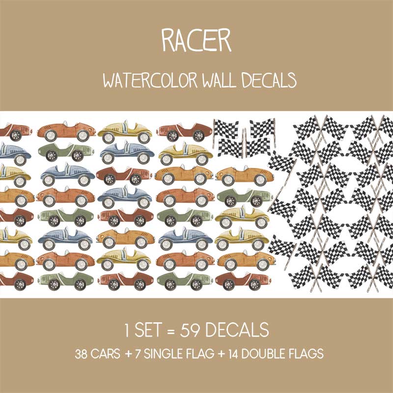 Vintage race car wall stickers