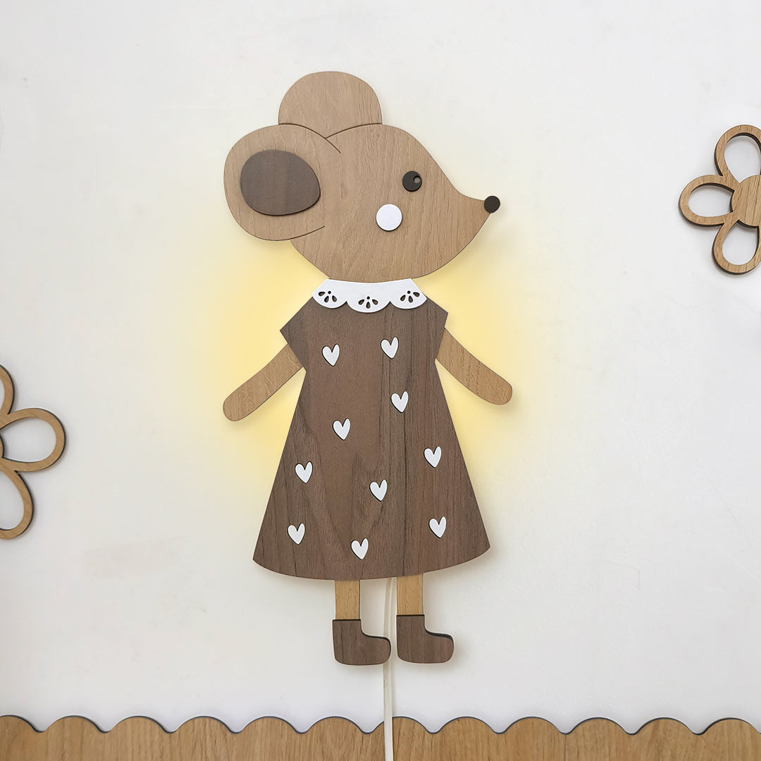 Wooden mouse night light for childrens room