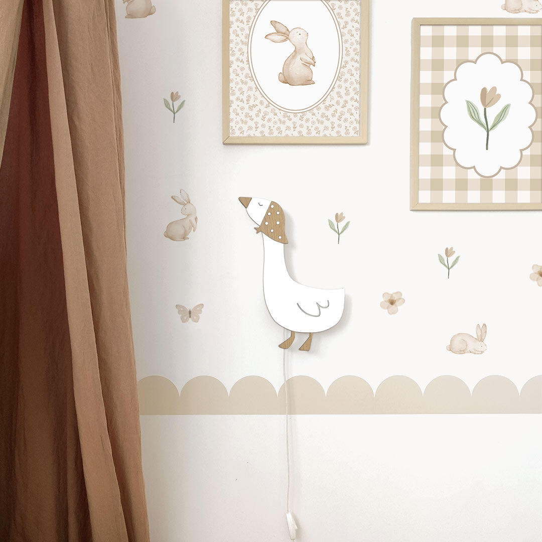 Lámpara de noche de madera con forma de ganso: lámpara para habitación infantil