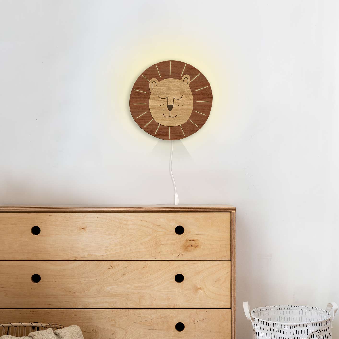 Lámpara de noche infantil León – Lámpara de pared para safari infantil