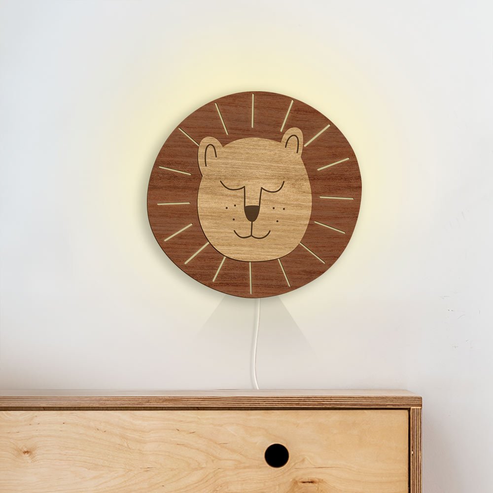 Lámpara de noche infantil León – Lámpara de pared para safari infantil