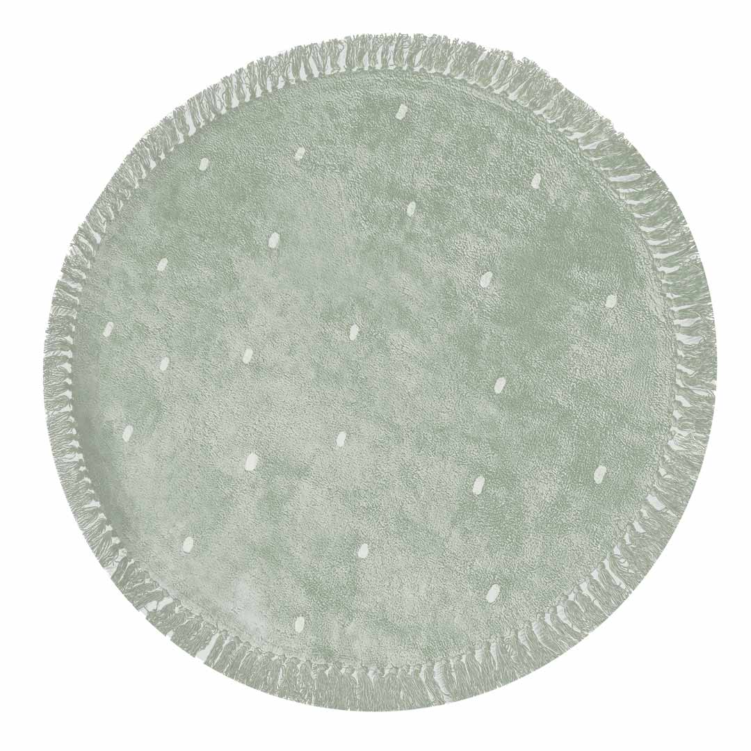 Round rug for children's room in light green with dots – LUCY Light Green