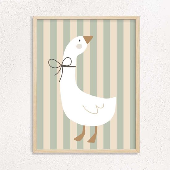 Vintage striped goose kids room poster – premium high quality print by Ponponi