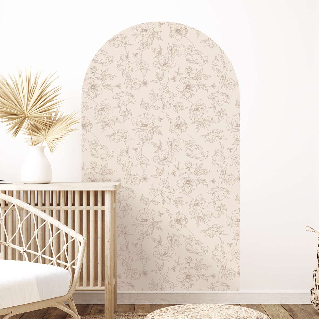 Arch Wall Sticker – Peony Flowers