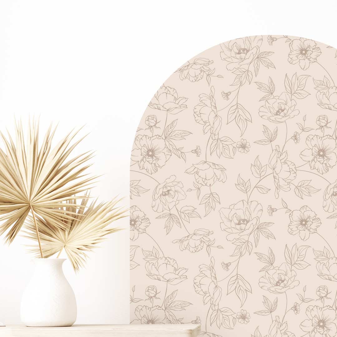 Arch Wall Sticker – Peony Flowers