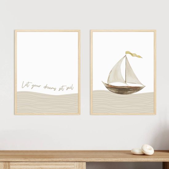 Ocean boat kids room poster set – premium high quality prints by Ponponi