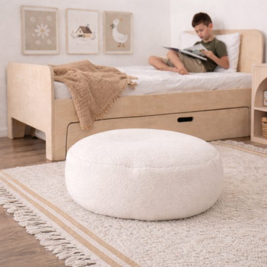 MOON Round Kids' Beanbag – White Teddy Bear