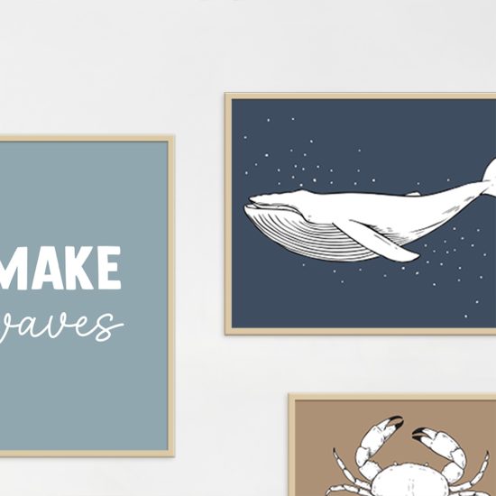 Lot d'affiches sur le thème de la mer pour une chambre d'enfant – Images d'animaux marins pour enfants