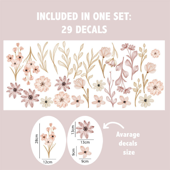 Magical flowers and leaves wall stickers, reusable