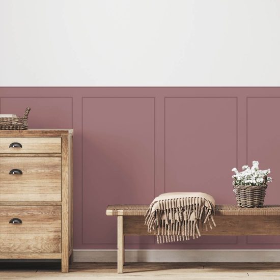 Smoky Rose Half-Wall Panel-Style Adhesive Wallpaper