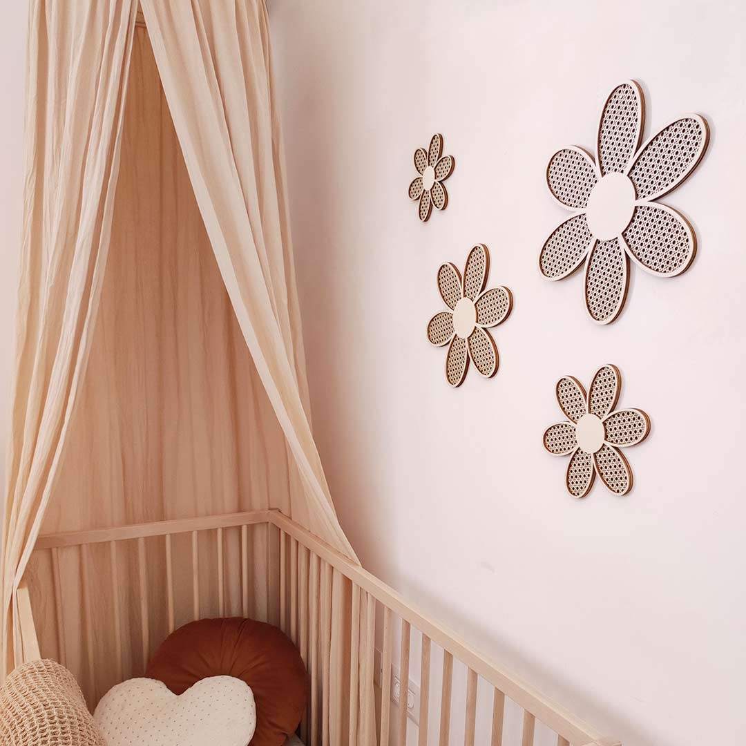 Wooden rattan flowers – wall accessories for children's rooms