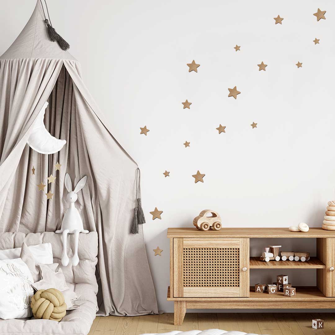 Wooden stars for children's rooms to stick on the wall