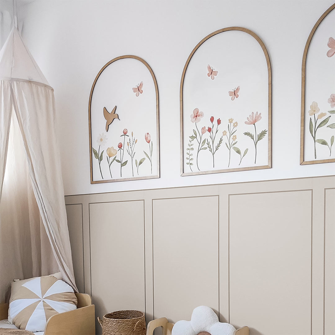 BUNDLE: Wooden bow trio + flower stickers + wooden rabbit and bird