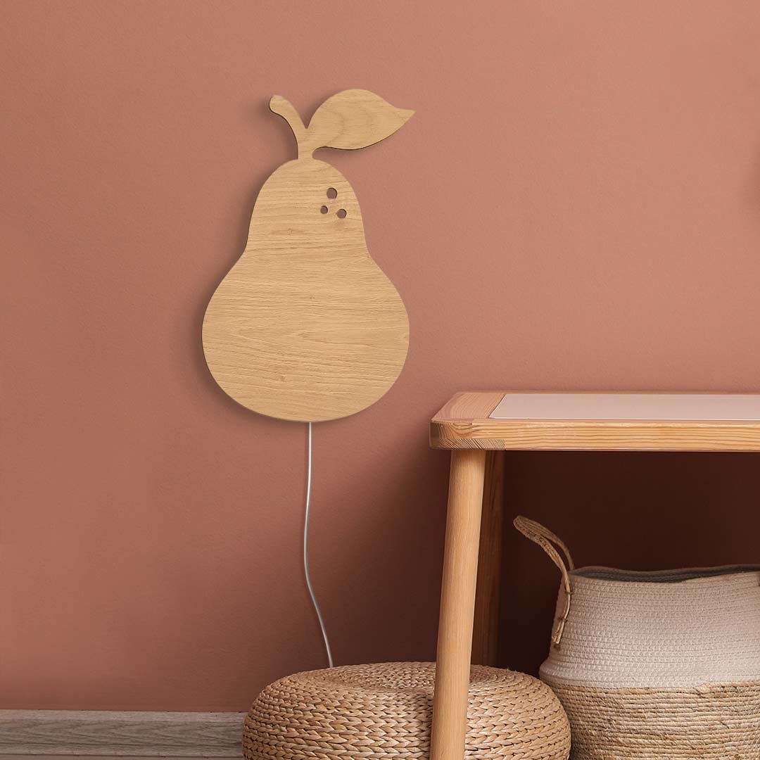Lámpara de noche de pera de madera