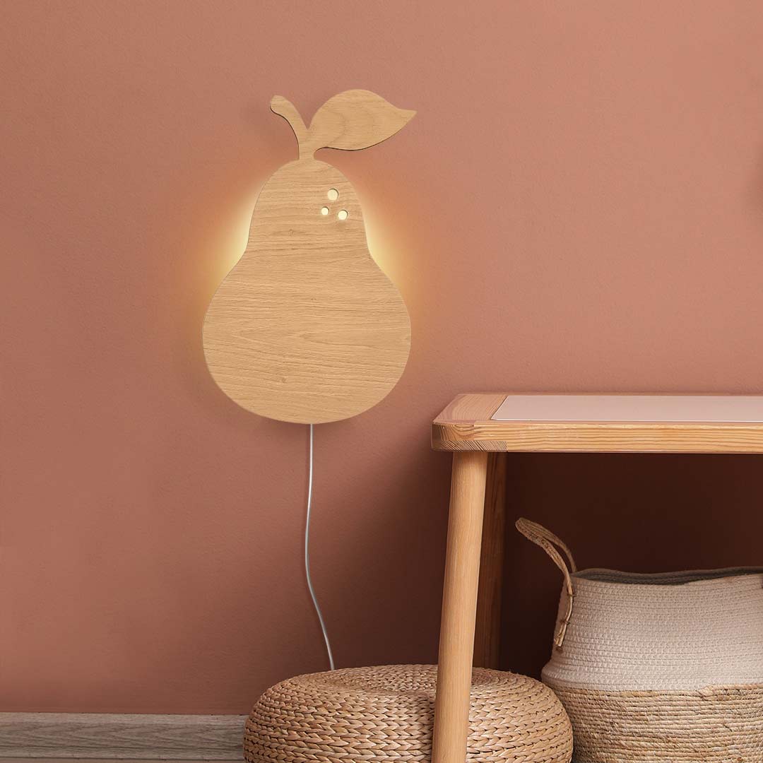 Lámpara de noche de pera de madera