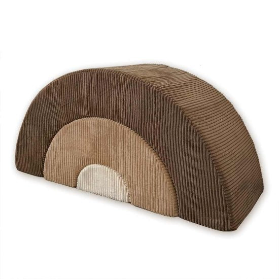 Rainbow arc play sofa in brown corduroy with removable washable cover for kids – Ponponi