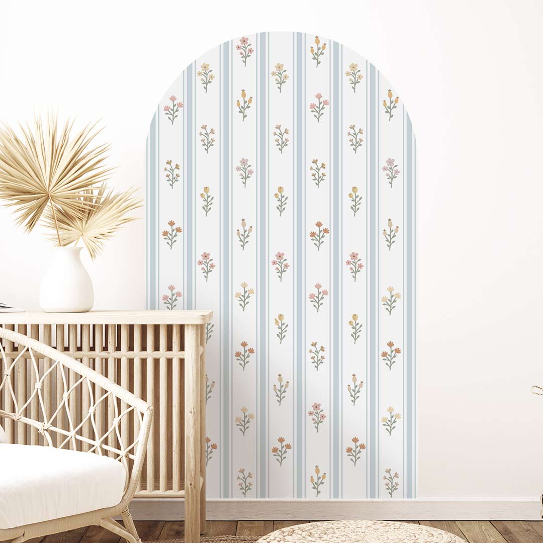 Arch Wall Decal – Vintage Stripes & Flowers