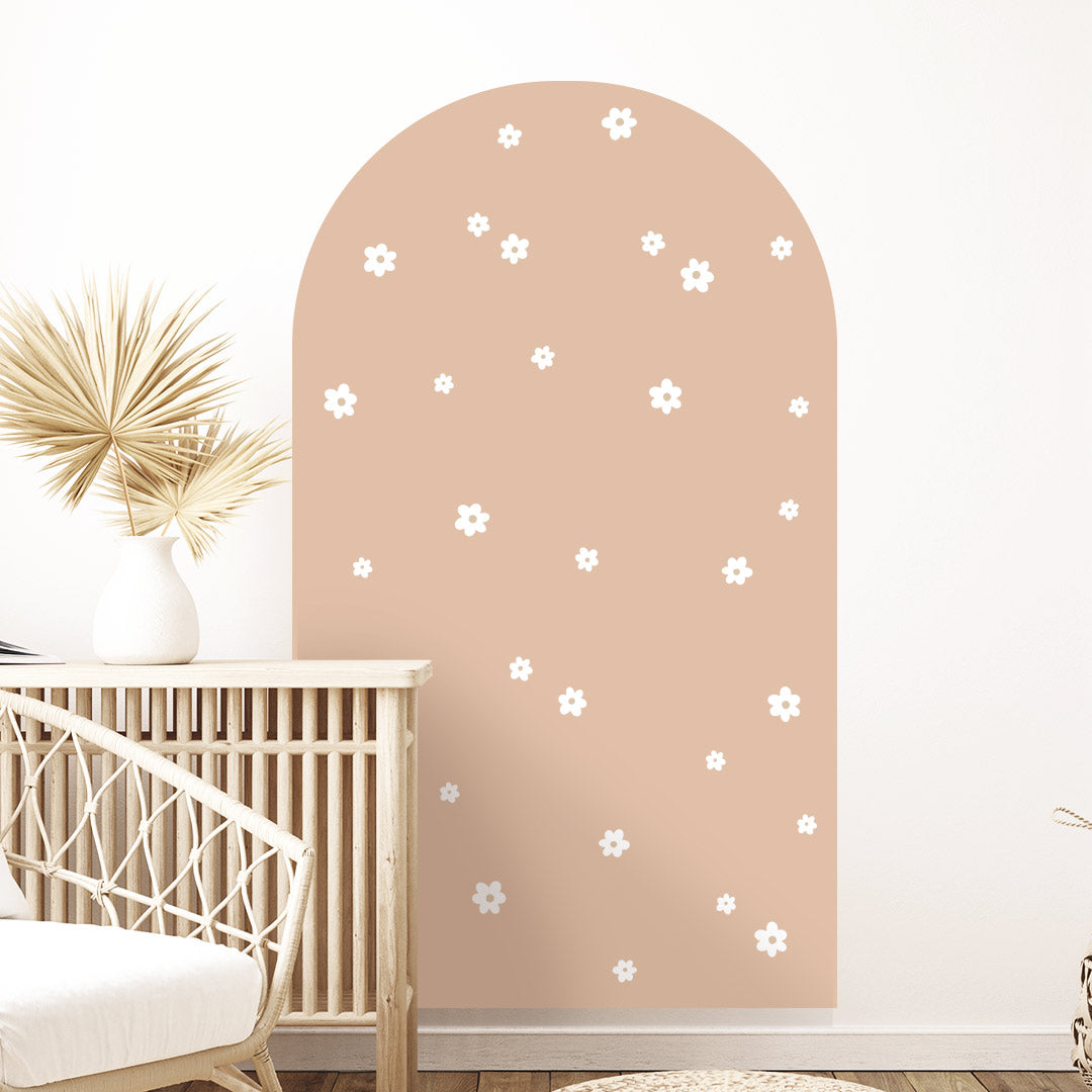 Arch daisy flower wall sticker – reusable fabric patented adhesive kids room decal by Ponponi