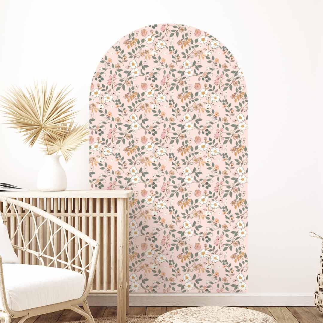 Arch floral dream wall sticker – reusable fabric patented adhesive kids room decal by Ponponi