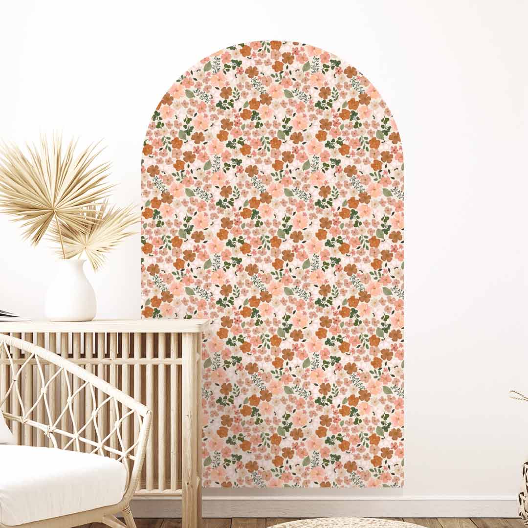 Arch spring flowers wall sticker – reusable fabric patented adhesive kids room decal by Ponponi