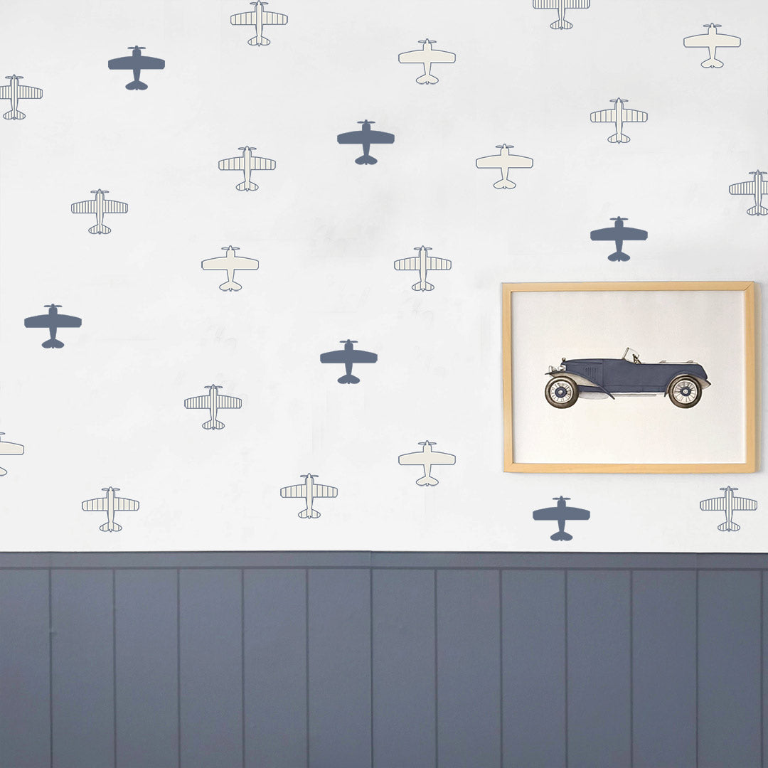 Striped & Solid Airplanes Wall Decals
