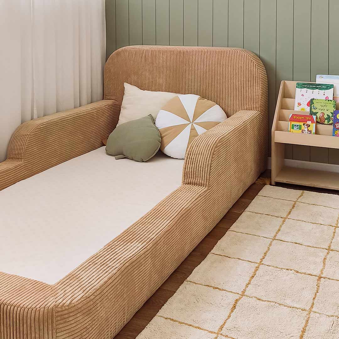 Foam Bed for Children, Low Montessori Bed, Light Brown