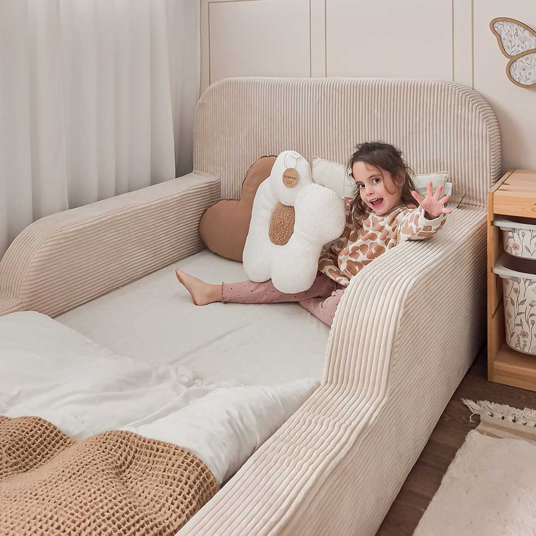 Foam Bed for Children, Low Montessori Bed, Beige
