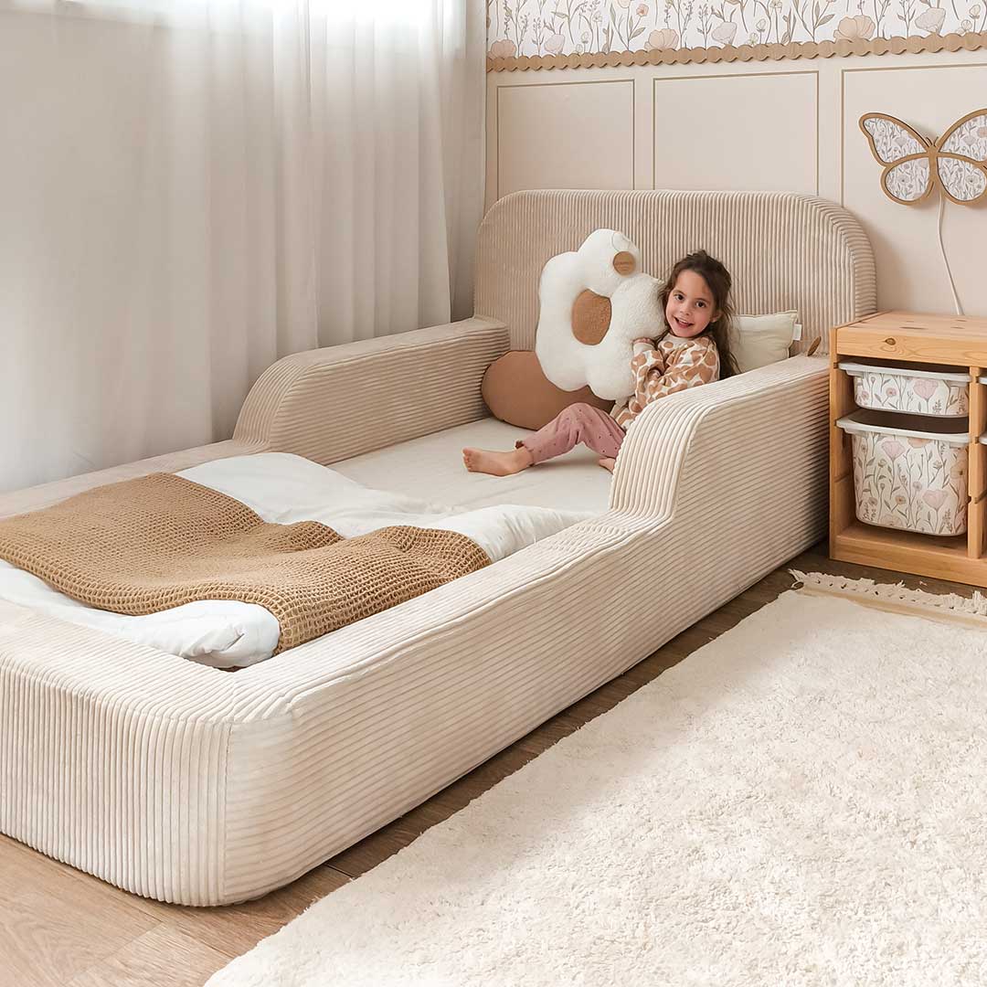 Foam Bed for Children, Low Montessori Bed, Beige