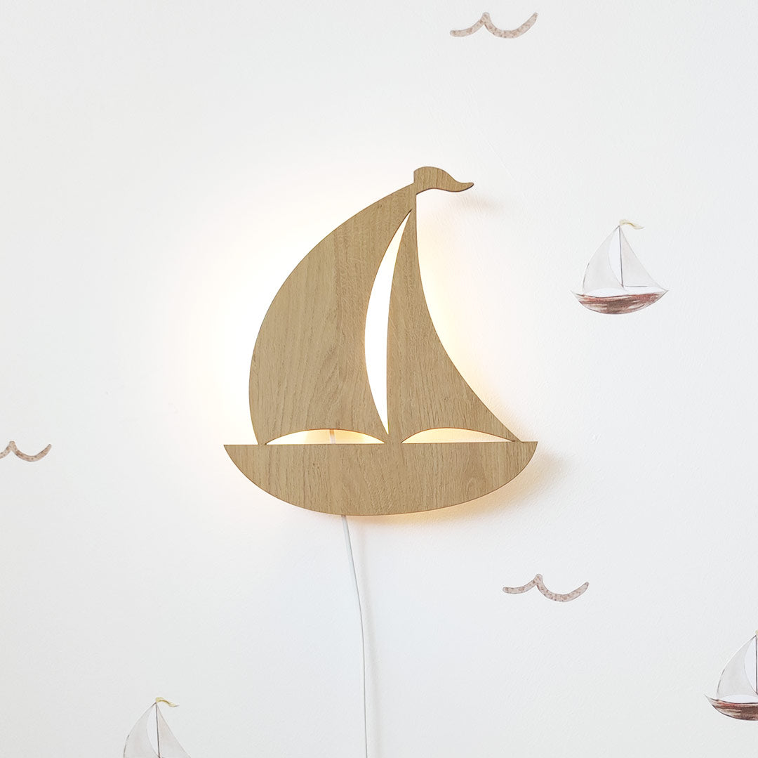 Lámpara de noche infantil con forma de barco – Lámpara de pared infantil con forma de barco marino