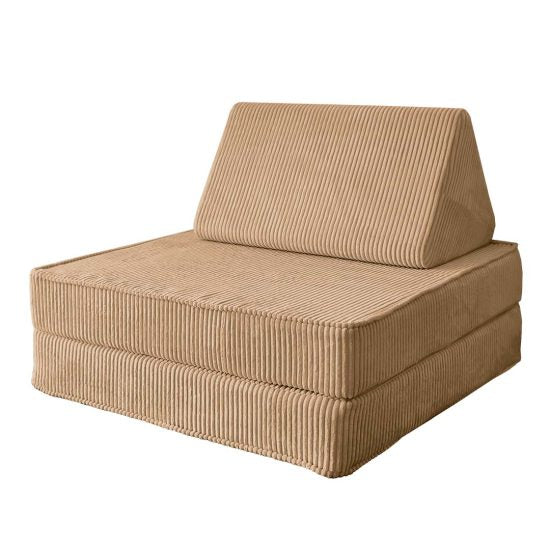 Kids modular convertible sofa in light brown corduroy with removable washable cover – Ponponi