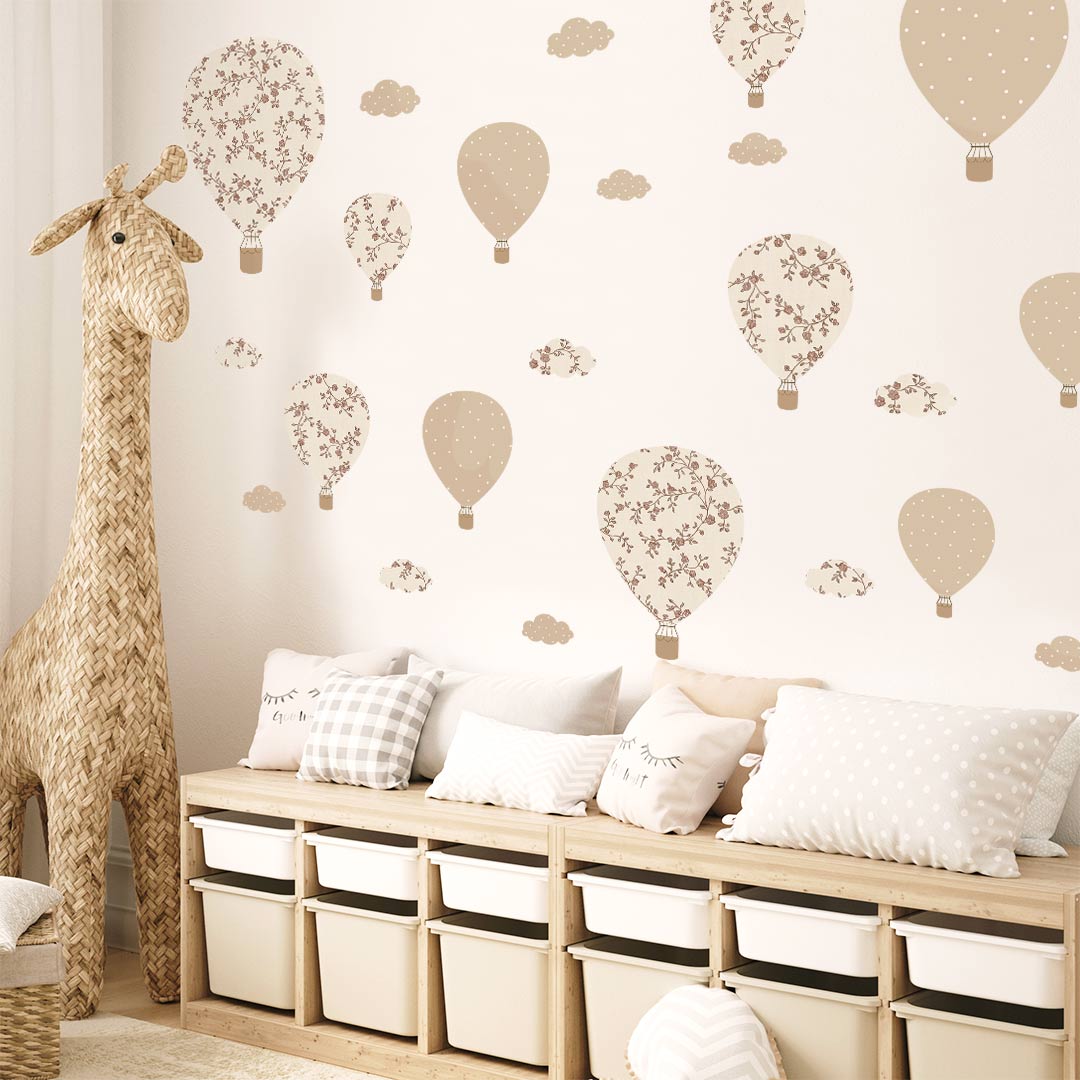 Floral Hot Air Balloons Wall Decals