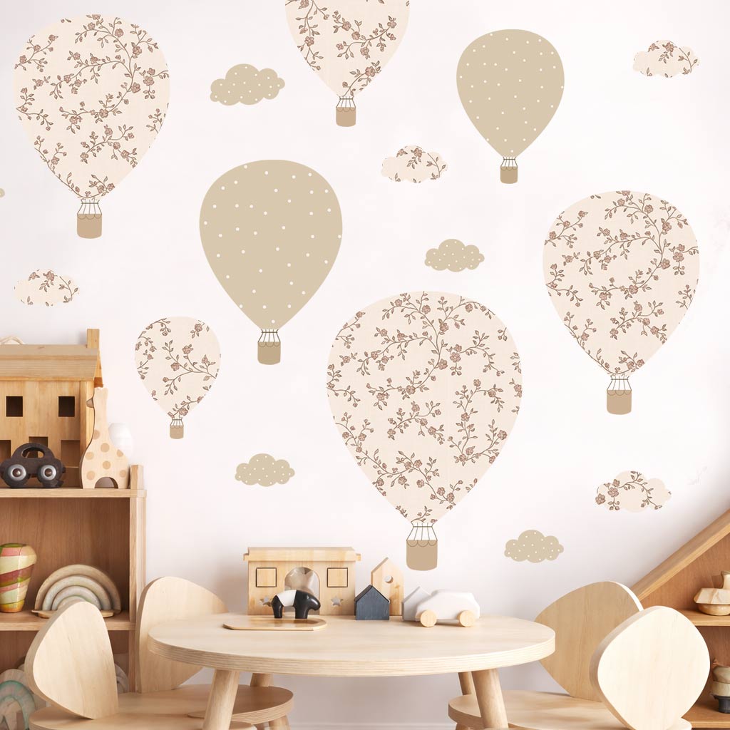 Floral Hot Air Balloons Wall Decals