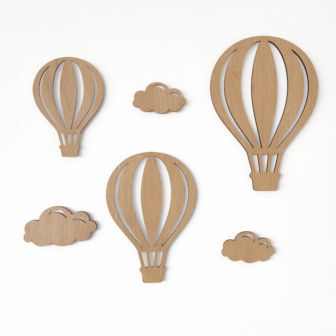 Flying balls made of wood, wall decoration for children's room
