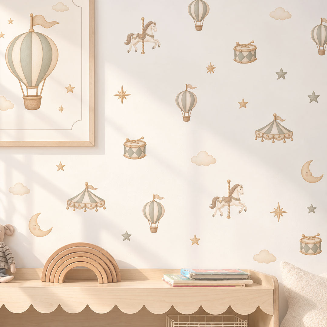 Carousel Wall Stickers for Kids & Nursery Rooms – Dreamy Merry-Go-Round Decal Set