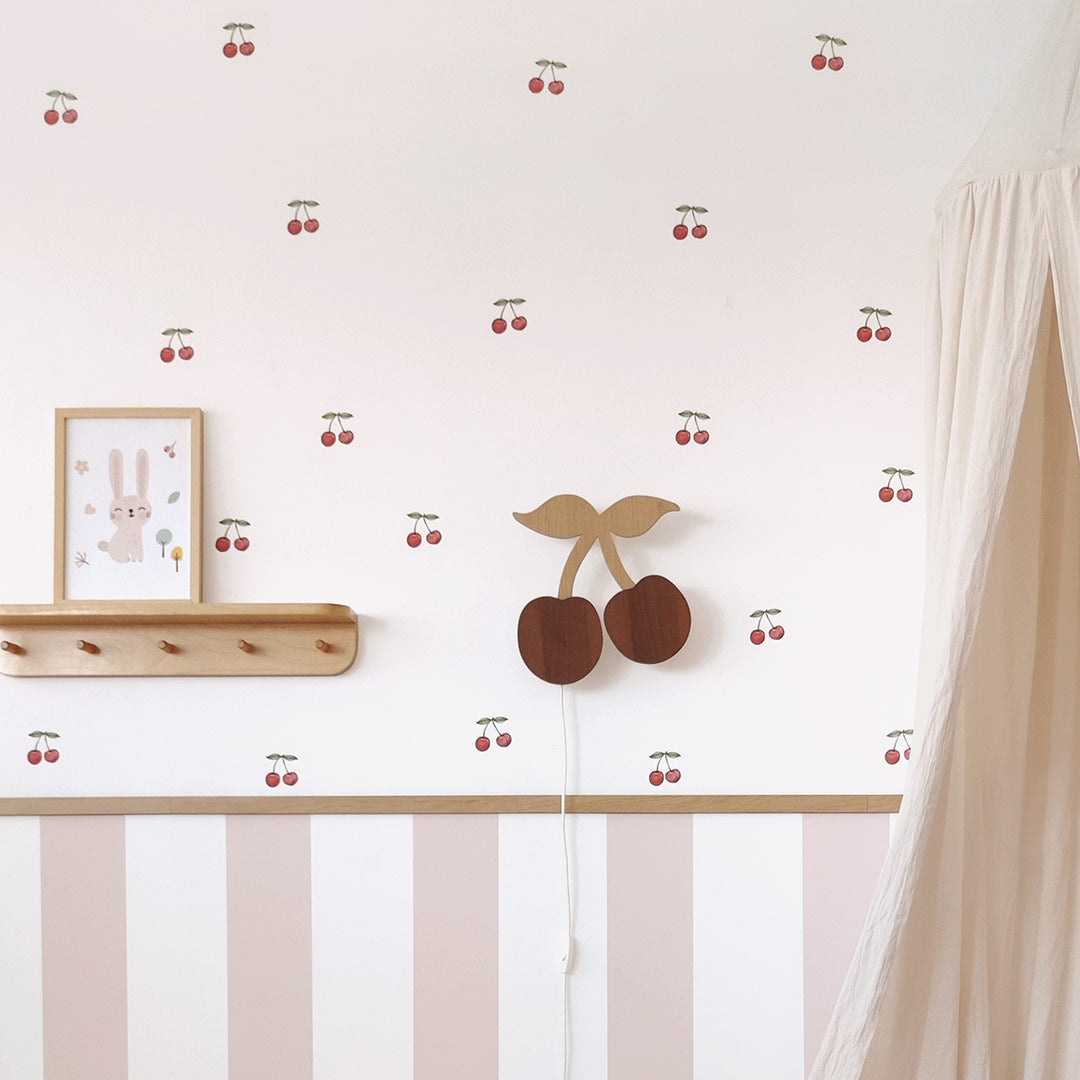 Small cherry wall stickers in reusable polyester fabric – kids room decals by Ponponi