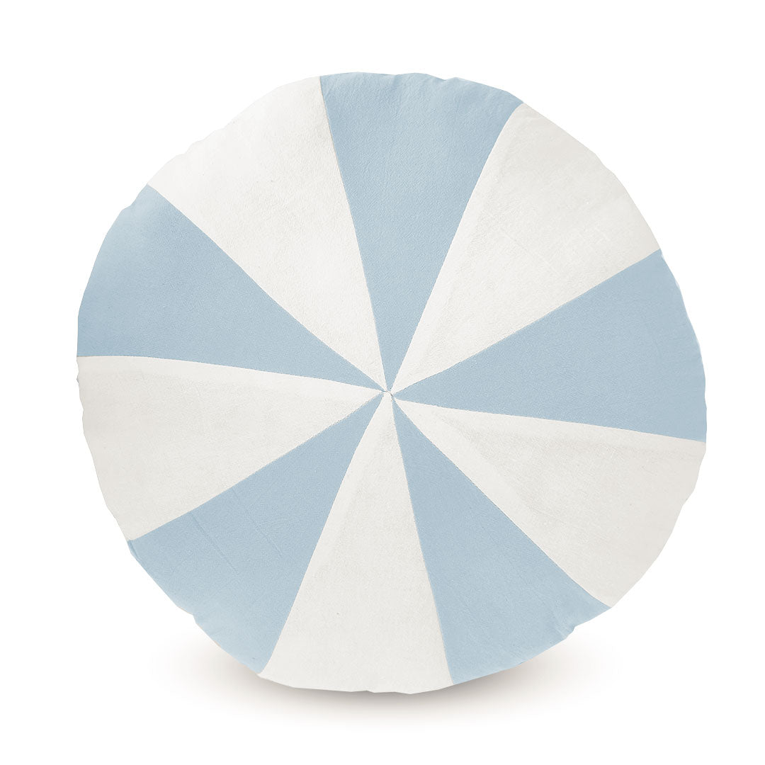 Decorative cushions for children – round light blue circus cushion
