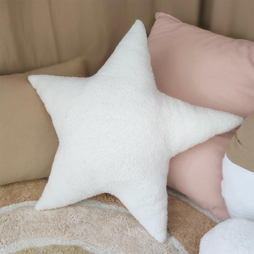 White Teddy Bear Star Cushion – Decorative Cushions for Children