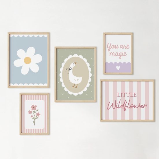Goose flowers and text kids room photo collage – premium high quality prints by Ponponi