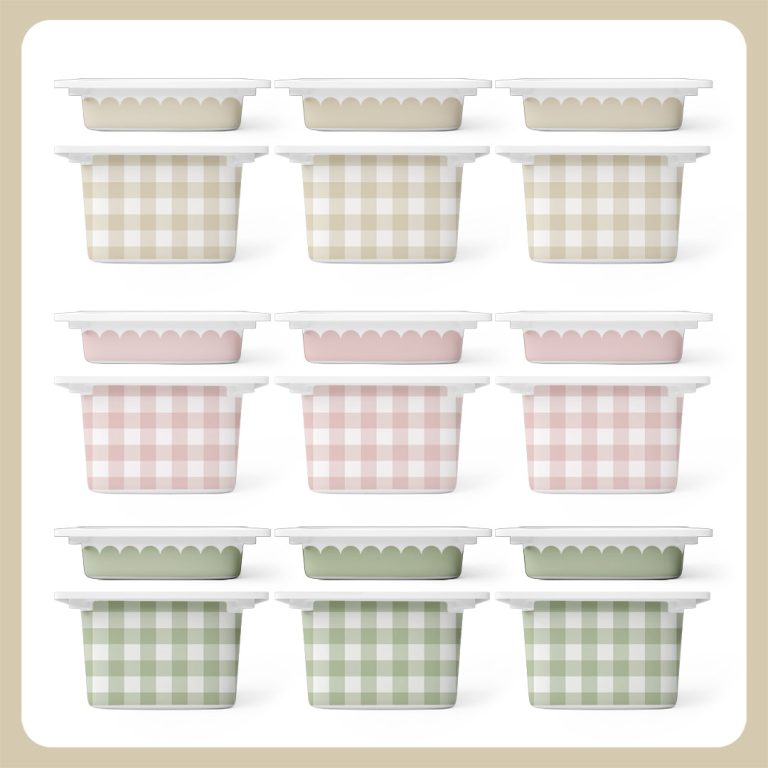 Stickers for checkered and curled storage boxes